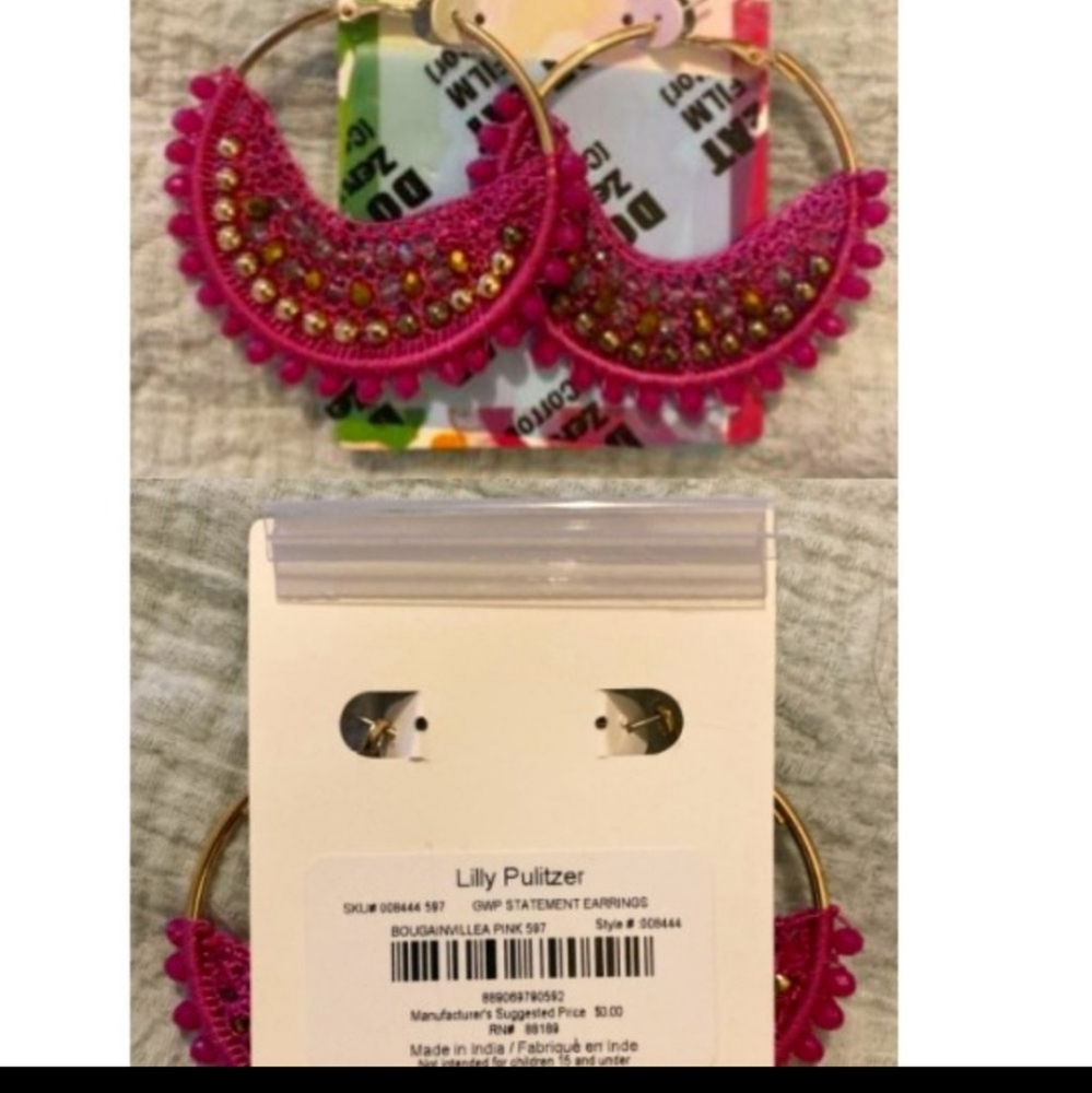 Lilly Pulitzer- Limited Rel. Pink Earrings. New in Package